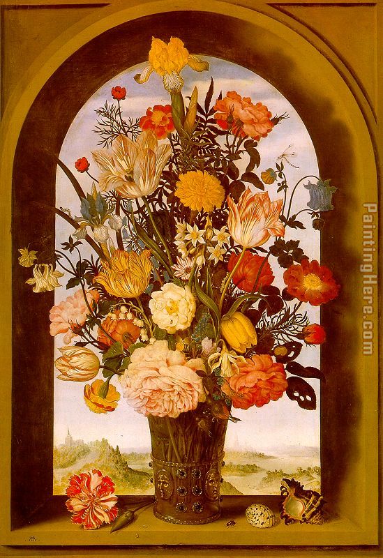 Unknown Artist bosschaert Flower Vase in a Window Niche